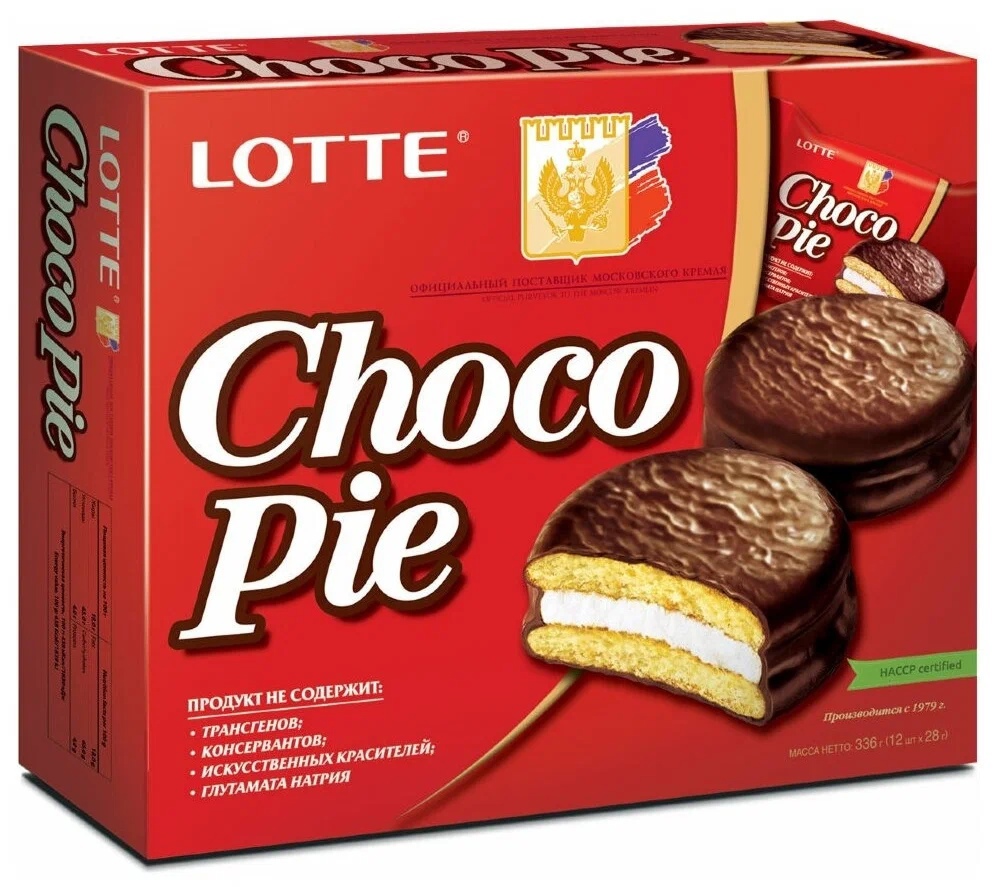 Пирожное Lotte Choco Pie, 12 шт. в уп, рынок Рахова, ИП Ступников, точка №99 - правое