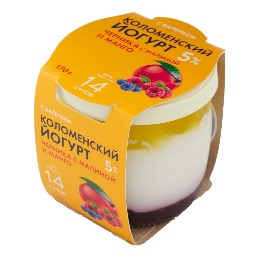 Йогурт черника с малиной и манго, Коломенский, 5%, 170 гр,  рынок Рахова, ИП Солодухина, точка №114