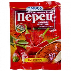 Перец красный молотый, ОМЕГА специи, 50 г., рынок Рахова, Казахстанские продукты