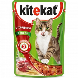 Влажный корм для кошек Kitekat говядина (кусочки в желе), рынок Рахова, ИП Ступников, точка №99 - правое