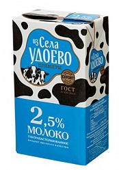 Молоко Из села Удоево ультрапастеризованное 2.5%, 1л,  рынок Сенной, ИП Марнов, точка №30р