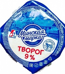 Творог, 9,0%, 355 гр., (пэт. шайба), Рынок Сенной, Белорусский фермер